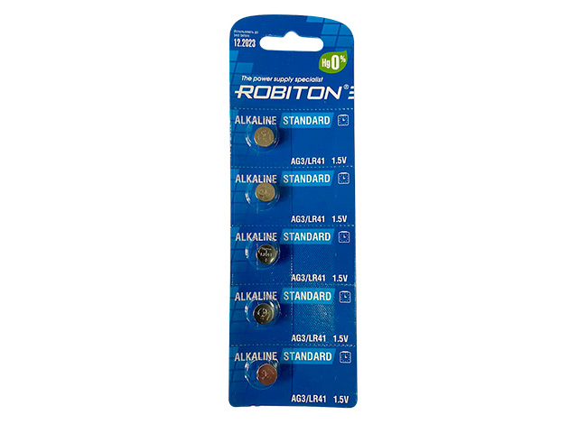 Батарейка LR41 - Robiton Standard R-AG3-0-BL5 (5 штук) 16950 батарейка robiton r cr14505 3v li mno2 с аксиальными выводами