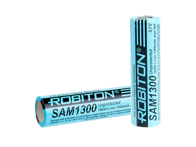 Аккумулятор 18650 - Robiton 1300mAh SAM1300 18А PK1 (1 штука) 13566