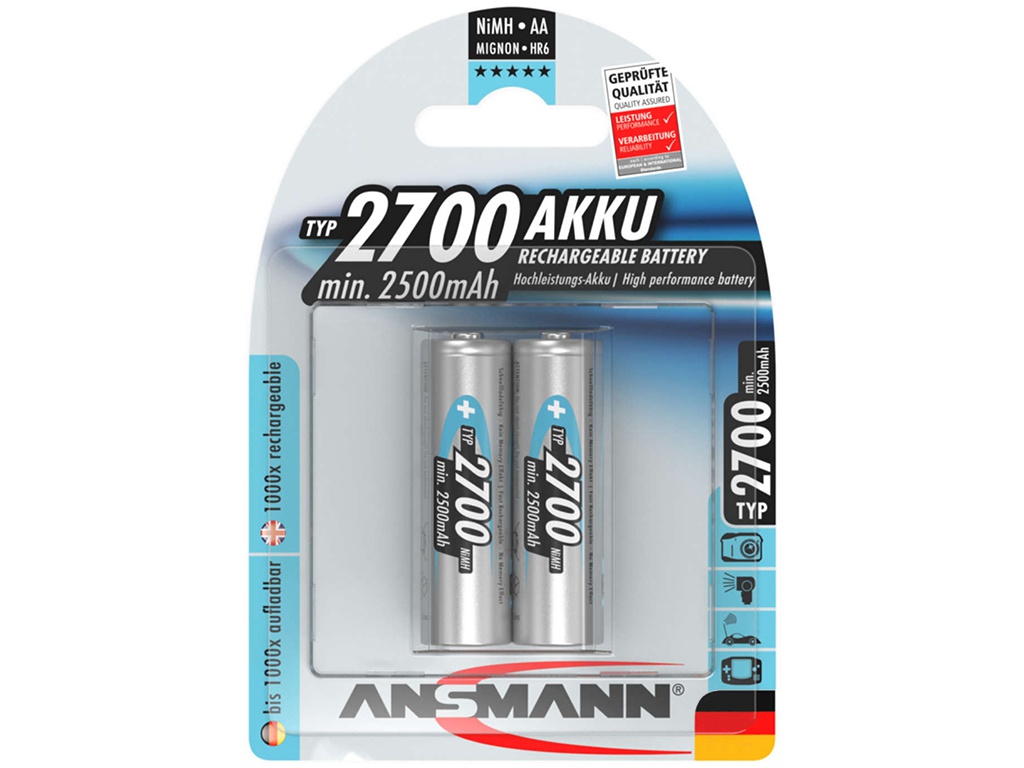 фото Аккумулятор aa - ansmann 2700mah bl2 (2 штуки) 5030852-ru / 16670