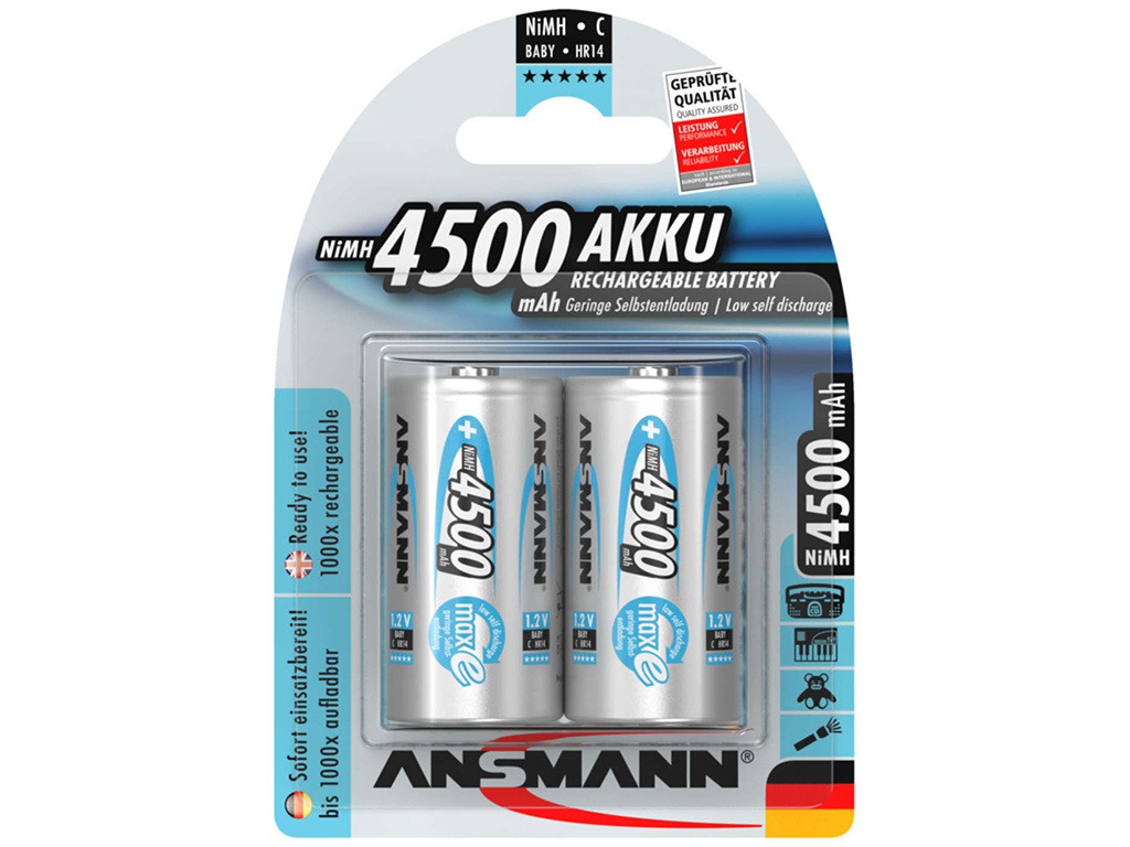 Аккумулятор C - Ansmann MaxE 4500mAh BL2 (2 штуки) 5035352-RU / 16228
