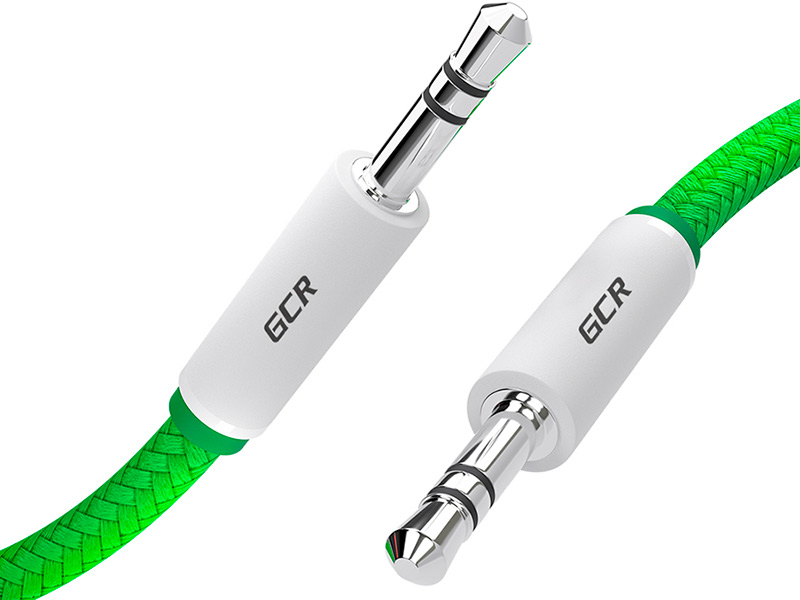 фото Аксессуар gcr jack 3.5mm - jack 3.5mm 1m green-white gcr-avc8262-1.0m