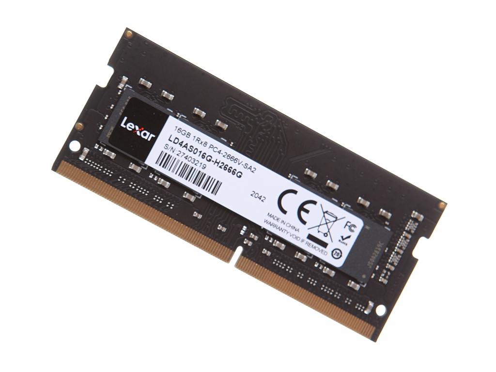 фото Модуль памяти lexar ddr4 so-dimm 2666mhz pc4-21300 cl19 - 16gb ld4as016g-r2666g