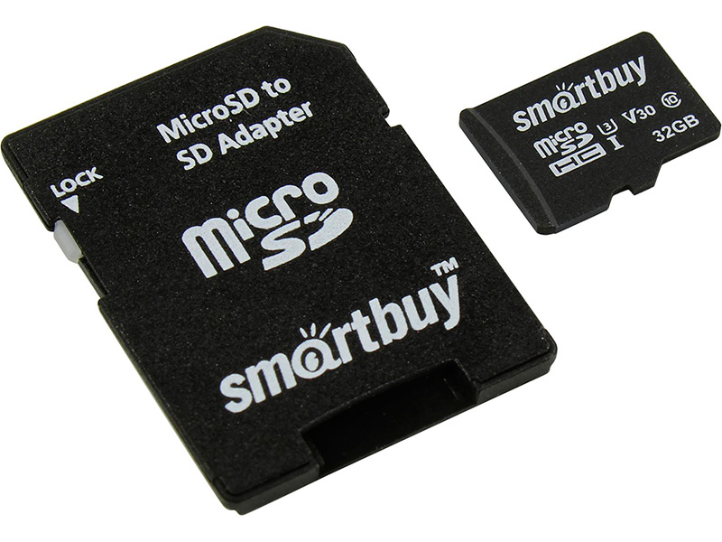 Карта памяти 32Gb - SmartBuy MicroSD Class 10 Pro UHS-I U3 SB32GBSDCL10U3L-01 с адаптером SD цена и фото