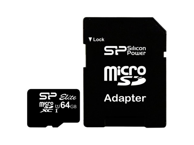 Карта памяти 64Gb - Silicon Power MicroSD Class 10 Elite UHS-I SP064GBSTXBU1V10SP с адаптером SD карта памяти silicon power microsd hc 32 гб class 10 с адаптером