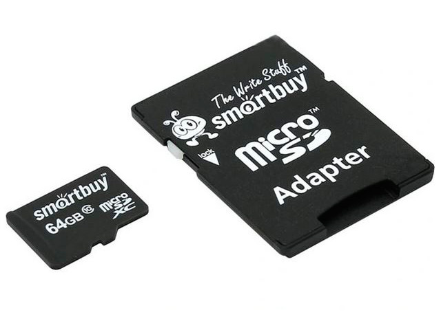 Карта памяти 64Gb - SmartBuy MicroSD Class 10 SB64GBSDCL10-01LE с адаптером SD карта памяти flexis microsd xc 128 гб class 10