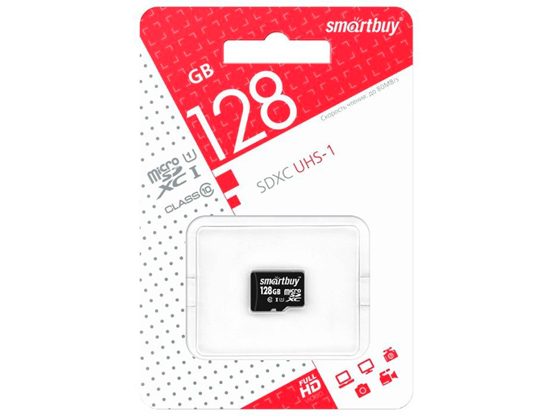 Карта памяти 128Gb - SmartBuy MicroSD Class10 UHS-I SB128GBSDCL10-00 карта памяти smartbuy micro sdxc 256гб class10 u3 v30 sb256gbsdcctv 4690626088818