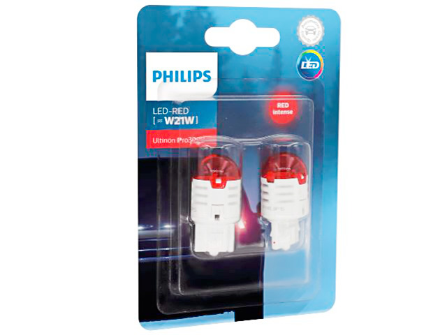 Лампа Philips Red Ultinon Pro3000 LED W21W 12V-LED (W3x16d) 2шт 11065U30RB2 лампа philips ultinon pro3000 w21 5w 12v led red w3x16q 2 штуки 11066u30rb2
