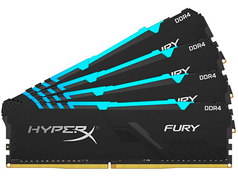 фото Модуль памяти hyperx fury rgb ddr4 dimm 2666mhz pc-21300 cl16 - 64gb kit (4x16gb) hx426c16fb4ak4/64