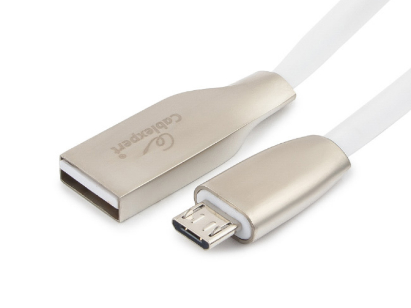 Аксессуар Gembird Cablexpert Gold USB 2.0 AM/microB 3m White CC-G-mUSB01W-3M