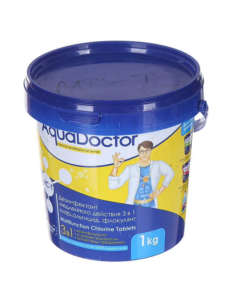 Комбинированное средство AquaDoctor 3в1 хлор/альгицид/флокулянт AQ24569 быстрорастворимый хлор aquadoctor 1kg в таблетках aq17509