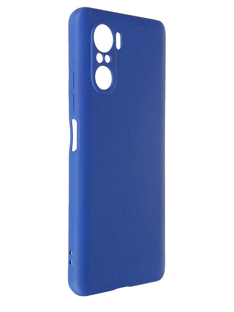 Чехол DF для Poco F3 / Xiaomi Redmi K40 с микрофиброй Silicone Blue poOriginal-04