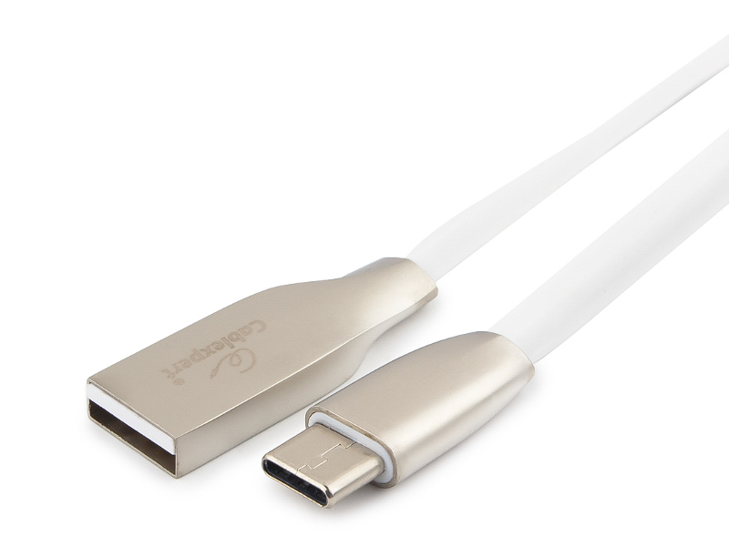 фото Аксессуар gembird cablexpert gold series usb 2.0 am/type-c 3m white cc-g-usbc01w-3m