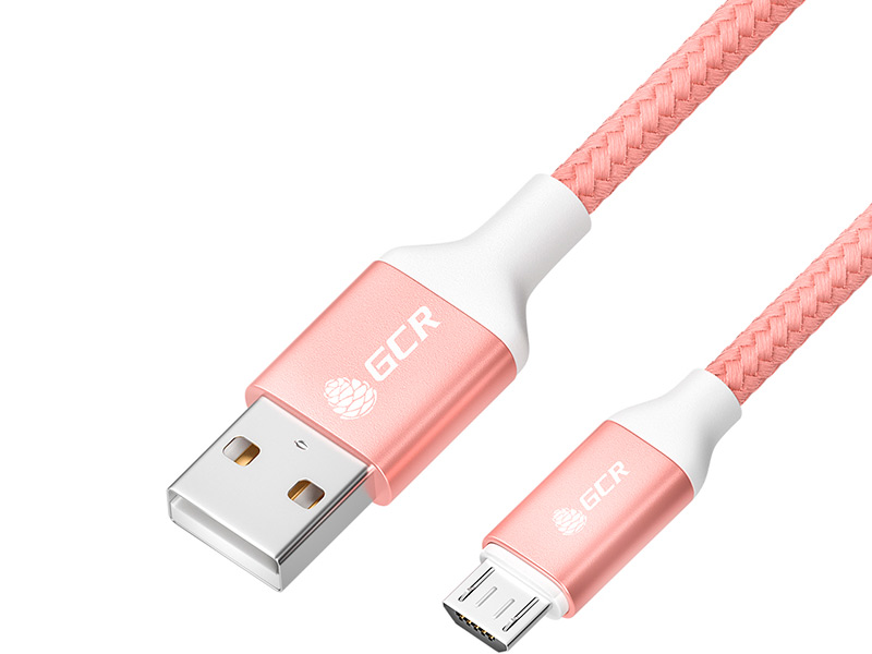Аксессуар GCR QC USB - MicroUSB 1.5m Pink-White GCR-52474