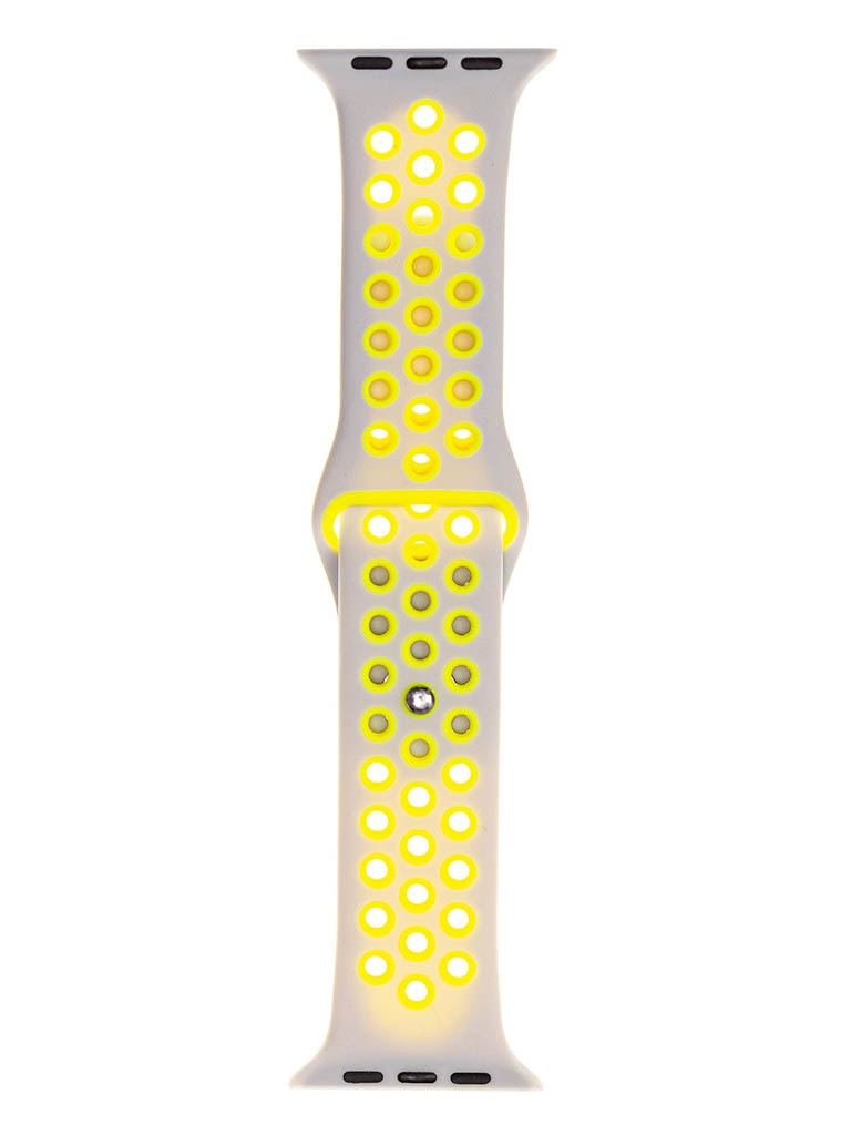 фото Аксессуар ремешок evolution для apple watch 42/44mm sport+ silicone cold silver-fluorescent yellow aw44-sp01