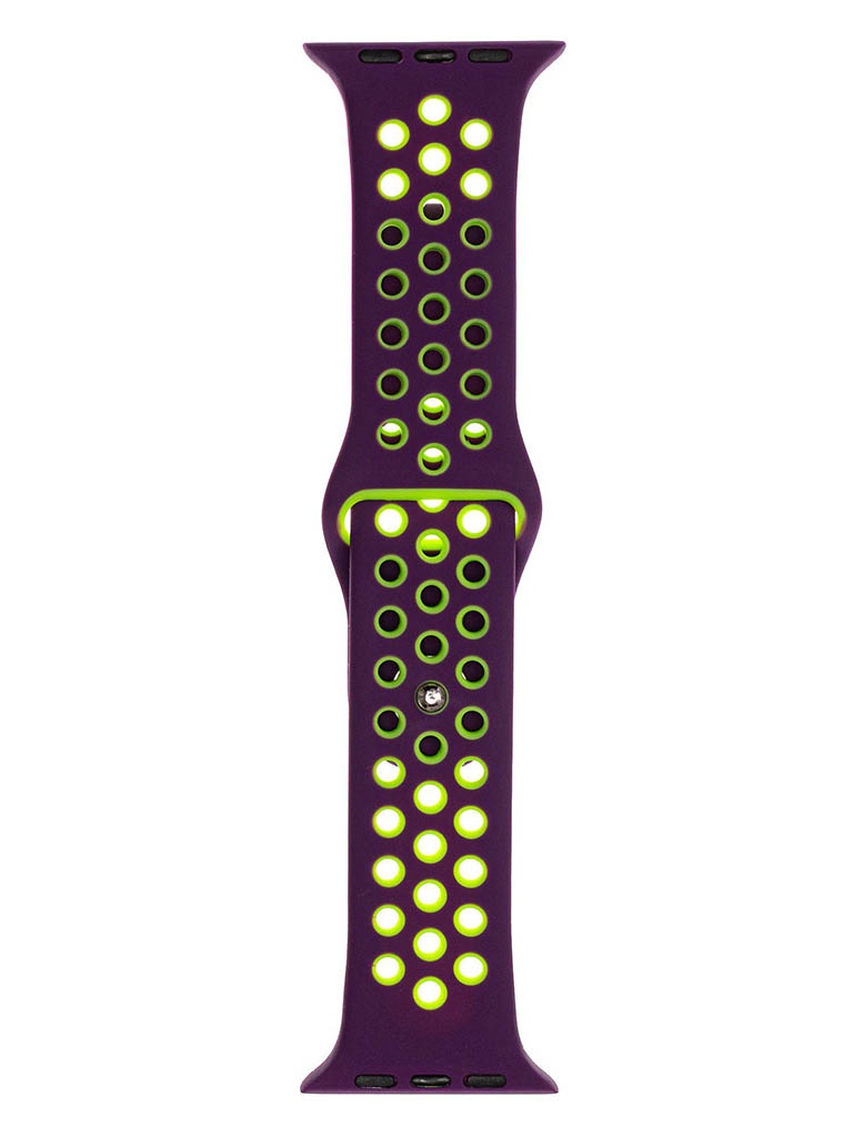 фото Аксессуар ремешок evolution для apple watch 42/44mm sport+ silicone dark purple-fluorescent yellow aw44-sp01