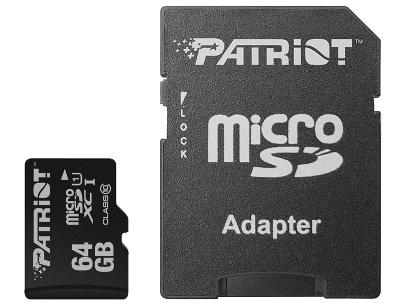 Zakazat.ru: Карта памяти 64Gb - Patriot Memory microSDXC Class10 PSF64GMCSDXC10 с переходником под SD