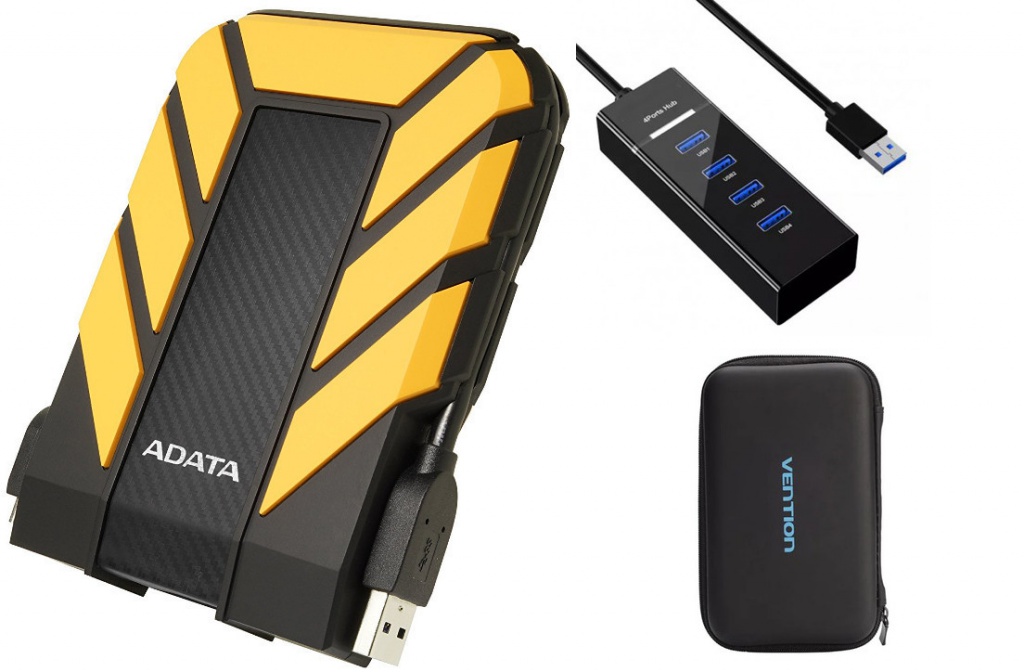 фото Жесткий диск a-data dashdrive durable hd710 pro 2tb yellow ahd710p-2tu31-cyl выгодный набор + серт. 200р!!!