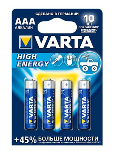 Батарейка AAA - Varta LongLife Power 4903 LR03 (4 штуки) VR LR03/4BL LLP батарейка aaa lr03 varta longlife 1 5v 4 штуки в 1 блистере