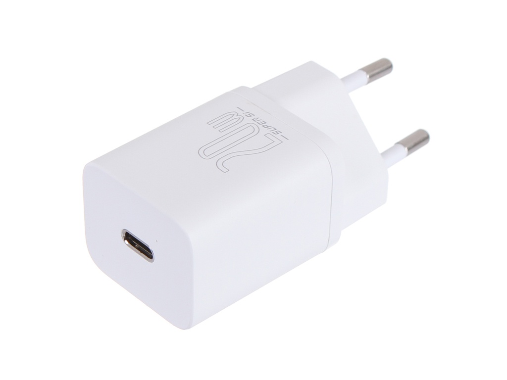 фото Зарядное устройство baseus super si quick charger 1c 20w eu sets white + type-c - lightning tzccsup-b02