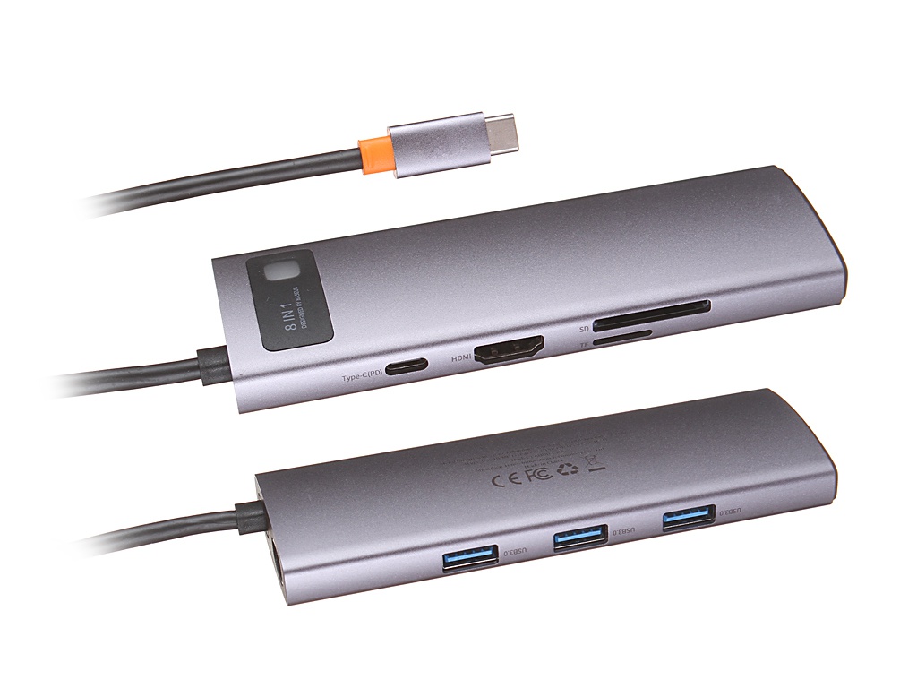 Хаб USB Baseus Metal Gleam Series 6-in-1 Multifunctional Type-C HUB Docking Station Grey CAHUB-CW0G хаб usb baseus harmonica 5in1 hub adapter grey cahub k0g