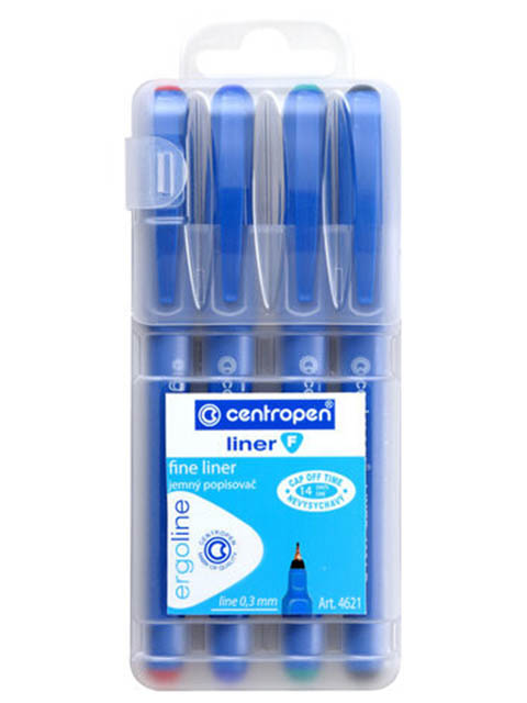 

Ручки капиллярные Centropen Liner 0.3mm 4 цвета Blue 2 4621 0401, 2 4621 0401