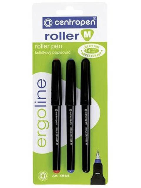 

Ручки-роллеры Centropen 0.7/0.6mm 3 цвета Black 3 4665 0302, 3 4665 0302