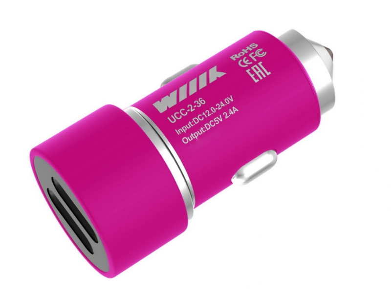 Зарядное устройство WIIIX 2xUSB 2.4A Purple UCC-2-36