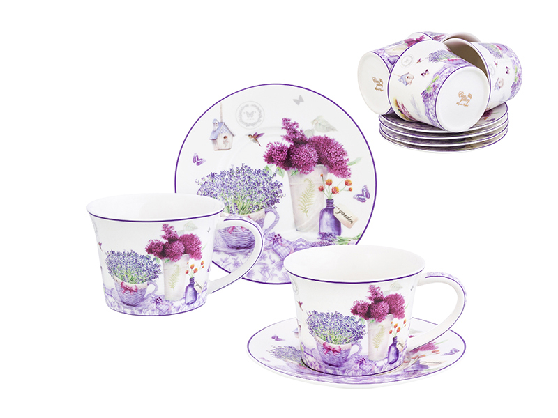 фото Чайный набор elan gallery new bone china лаванда 12 предметов 420253