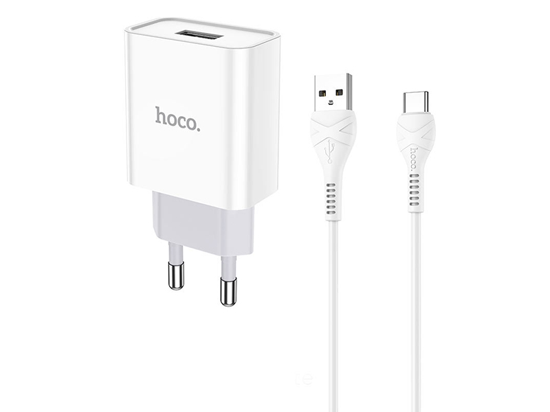 Зарядное устройство Hoco C81A USB + Cable USB Type-C White 6931474727961 сетевое зарядное устройство hoco c78a max energy 2 usb type c cable белое