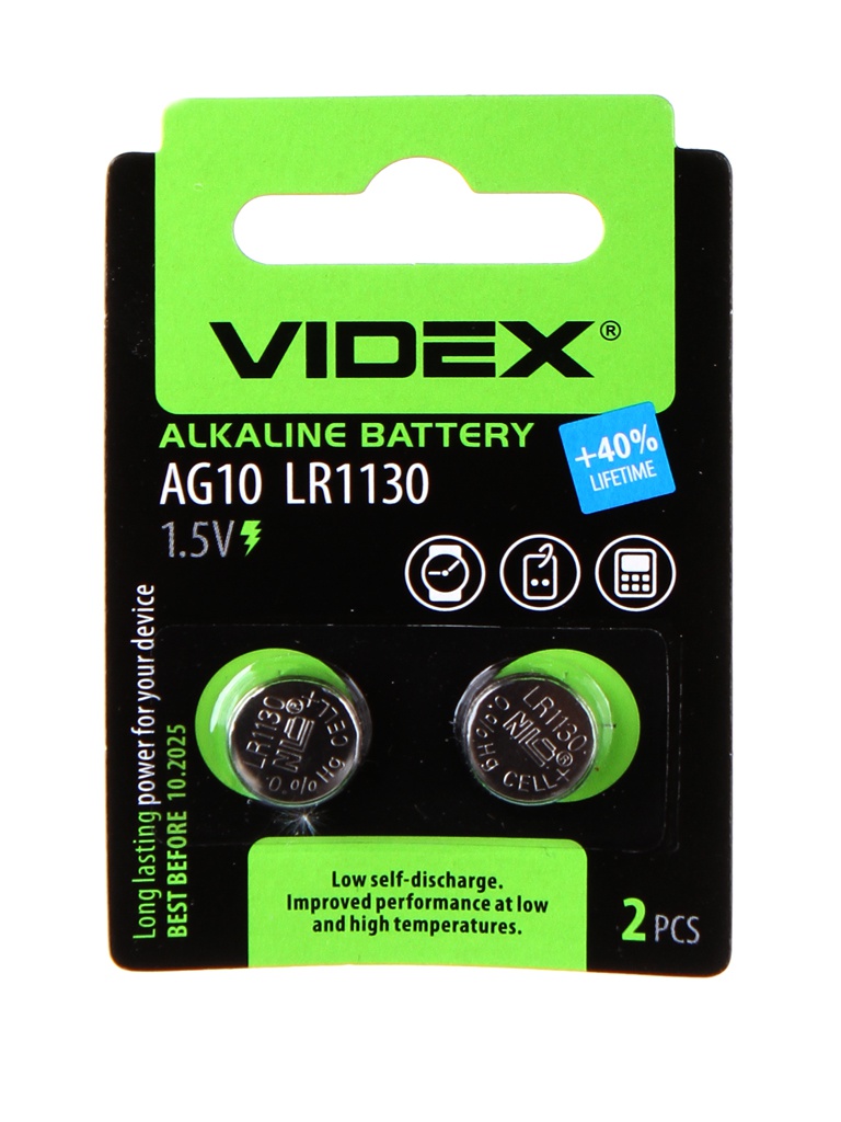 

Батарейка LR1130 - Videx AG10 2BL (2 штуки), AG10