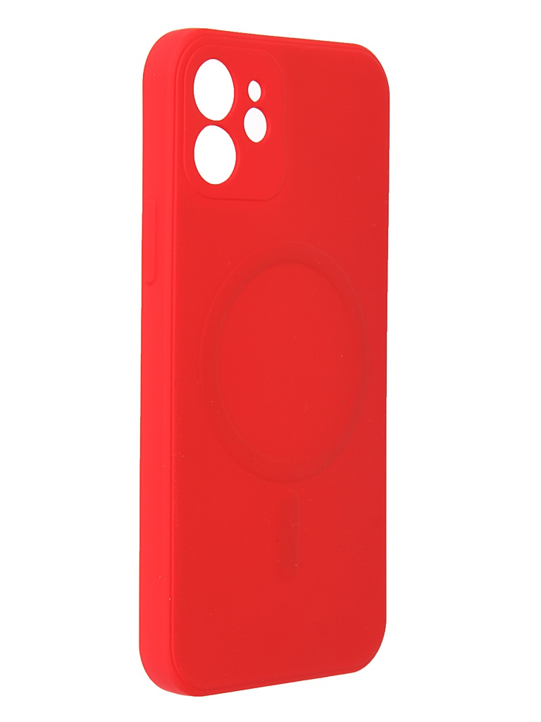 Zakazat.ru: Чехол DF для APPLE iPhone 12 c микрофиброй Silicone Red iMagnetcase-02