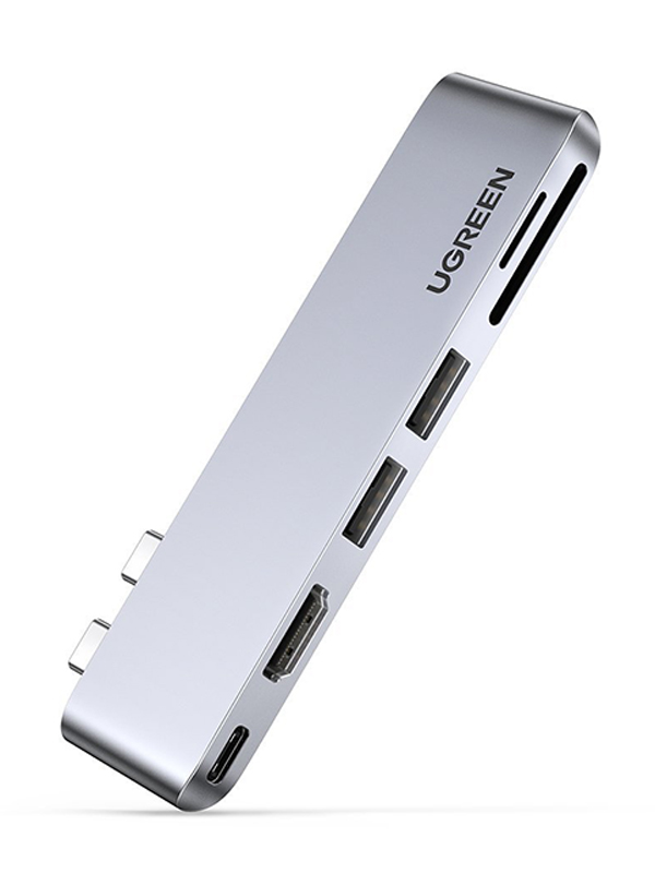 Хаб USB Ugreen для MacBook 2xUSB Type-C - 2xUSB/HDMI/SD/TF 80856 usb концентратор для macbook хаб ugreen 3 x usb 3 0 hdmi sd tf thunder bolt 3 80856