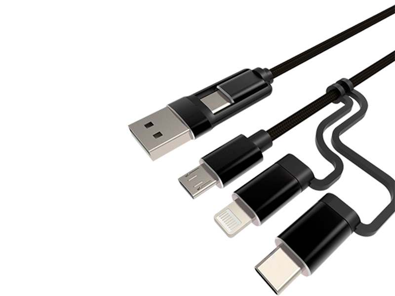 фото Аксессуар media gadget uac-6na usb 2.0 - usb-a/type-c-microusb/type-c/lightning 1m black mguac6nabk