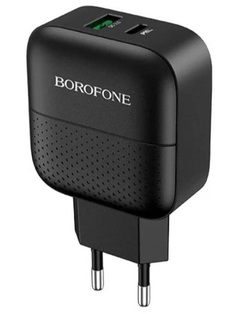 Зарядное устройство Borofone BA46A Premium USB + Type-C PD18 + QC3.0 Black 6931474727336 зарядное устройство borofone ba46a premium white
