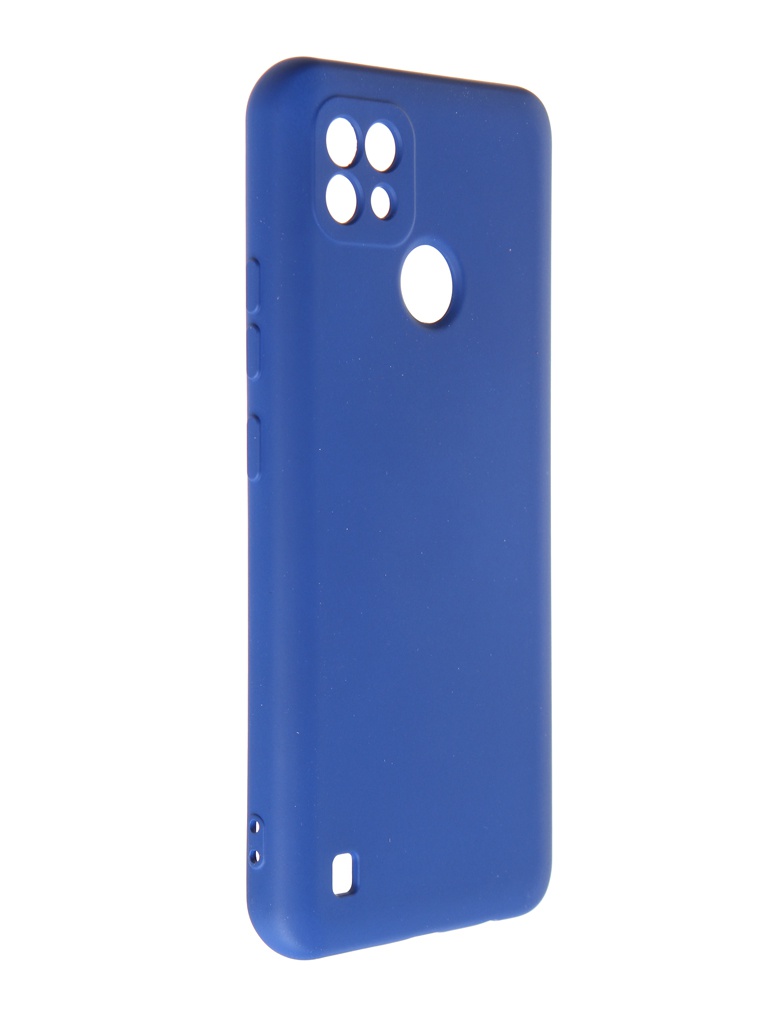 Чехол DF для Realme C21 с микрофиброй Silicone Blue rmOriginal-11
