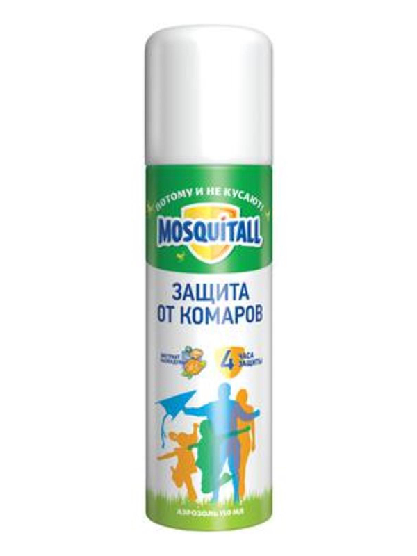 фото Средство защиты от комаров mosquitall аэрозоль от комаров, защита для взрослых 150ml 4559223