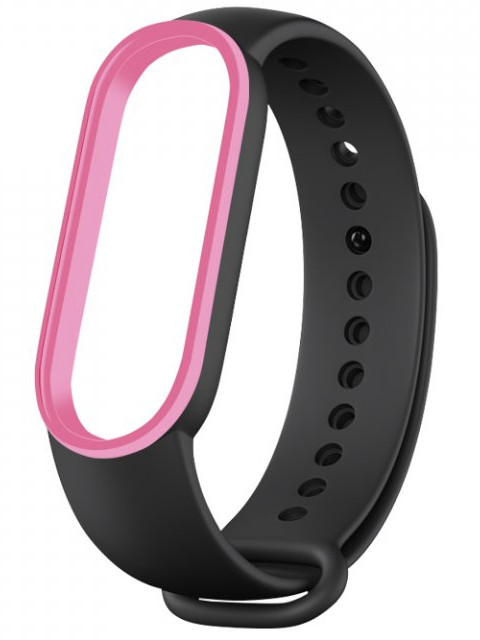 фото Aксессуар ремешок zibelino для mi band 5 / 6 silicone black-pink zbs-ximb5-blk-p