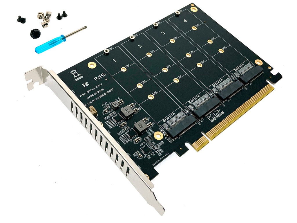 Контроллер Espada PCI-E - 4x M.2 NVMe PCIe4NVME контроллер espada 1394a ver 2 pcie1394a via6315