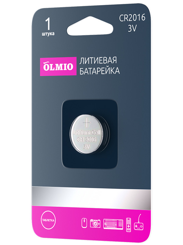 Батарейка CR2016 - Olmio (1 штука) 42890