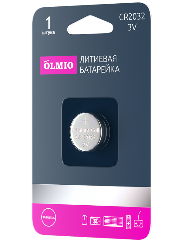 Батарейка CR2032 - Olmio (1 штука) 42894