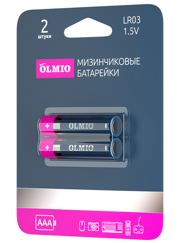Батарейка AAA - Olmio LR03 (2 штуки) 42877