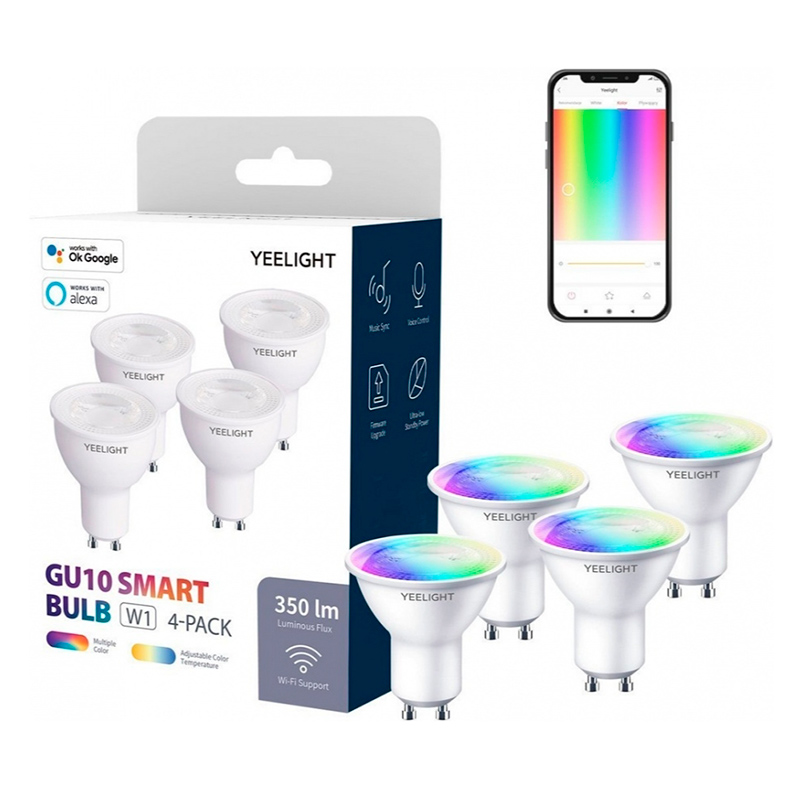 Лампочка Xiaomi Yeelight LED Smart Bulb (Multicolor) 4- Pack (GU10) (YLDP004- A)