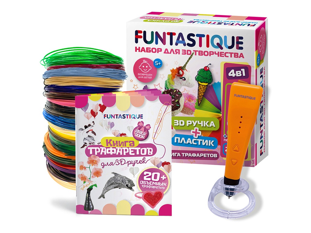 3D ручка Funtastique Cleo с подставкой + PLA-пластик 15 цветов и книжка с трафаретами SET-100598-GIRLS
