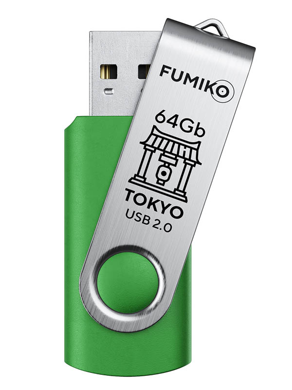 фото Usb flash drive 64gb - fumiko tokyo usb 2.0 green fu64togreen-01 / fto-20