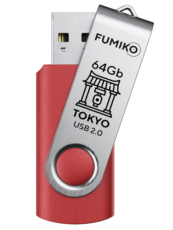 

USB Flash Drive 64Gb - Fumiko Tokyo USB 2.0 Red FU64TORED-01 / FTO-15, Tokyo