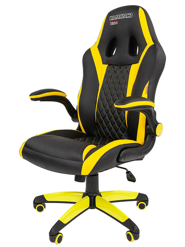 Компьютерное кресло Chairman Game 15 Black/Yellow 00-07069668 офисное кресло chairman 535 россия black ткань серый 00 07142312