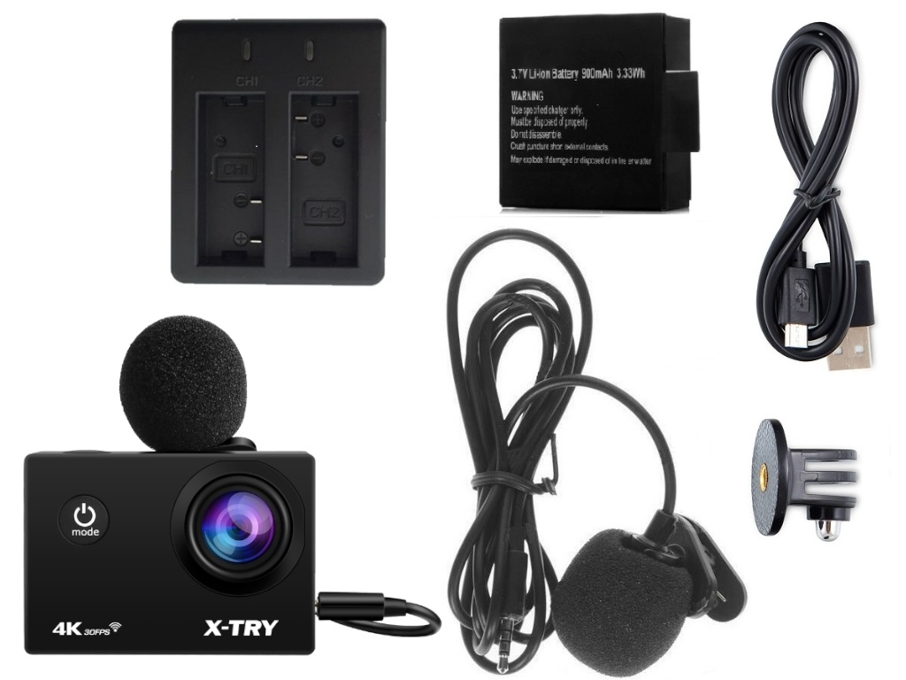 фото Экшн-камера x-try xtc182 emr power kit 4k wifi