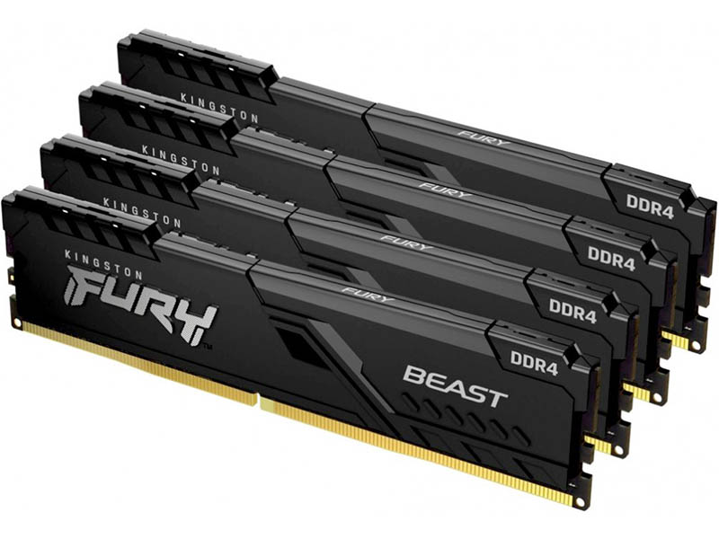 фото Модуль памяти kingston fury beast black ddr4 dimm 3600mhz pc28800 cl17 - 32gb kit (4x8gb) kf436c17bbk4/32