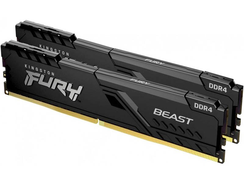 Модуль памяти Kingston Fury Beast Black DDR4 DIMM 3600Mhz PC28800 CL18 - 64Gb Kit (2x32Gb) KF436C18BBK2/64 память оперативная kingston 32gb ddr4 dimm fury beast black kf426c16bbk4 32