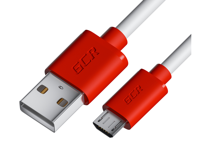 Аксессуар GCR USB 2.0 - MicroUSB QC 1.5m White-Red GCR-53216